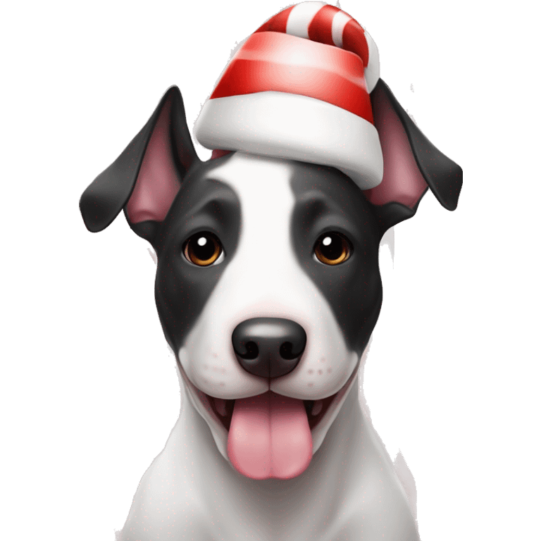 Black and white bull terrier and candy cane emoji