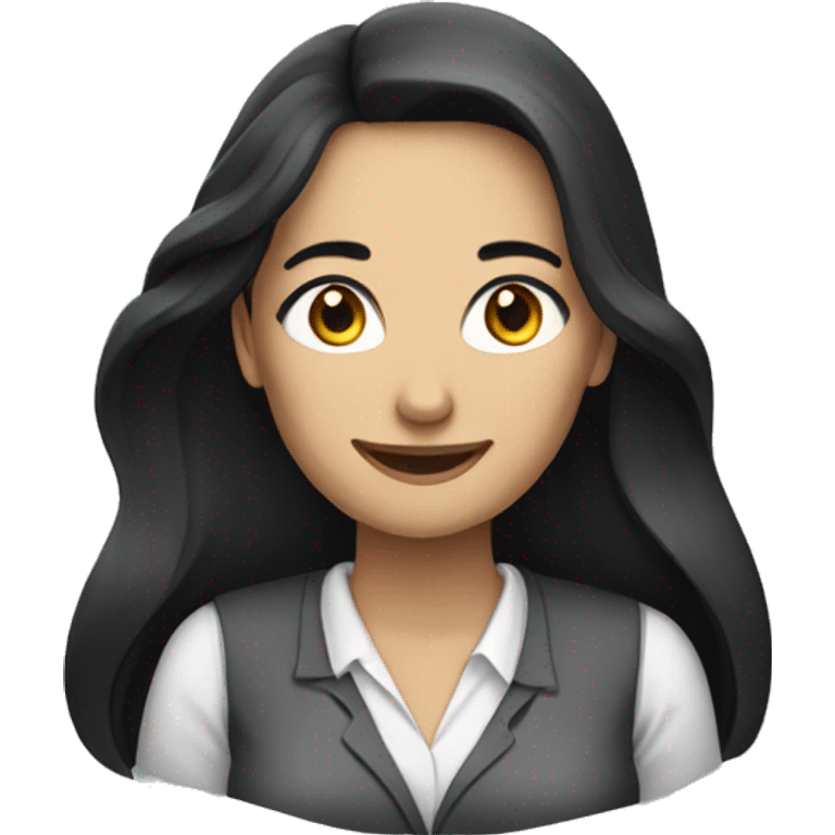 smiling office women with black long hair eyes and eyebrows emoji