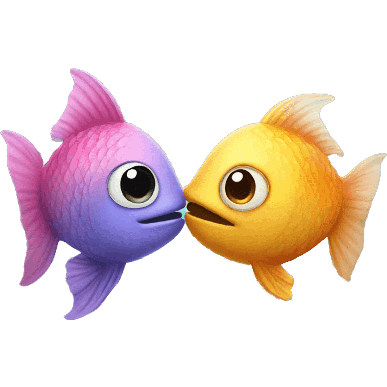 Two fish kiss each other  emoji