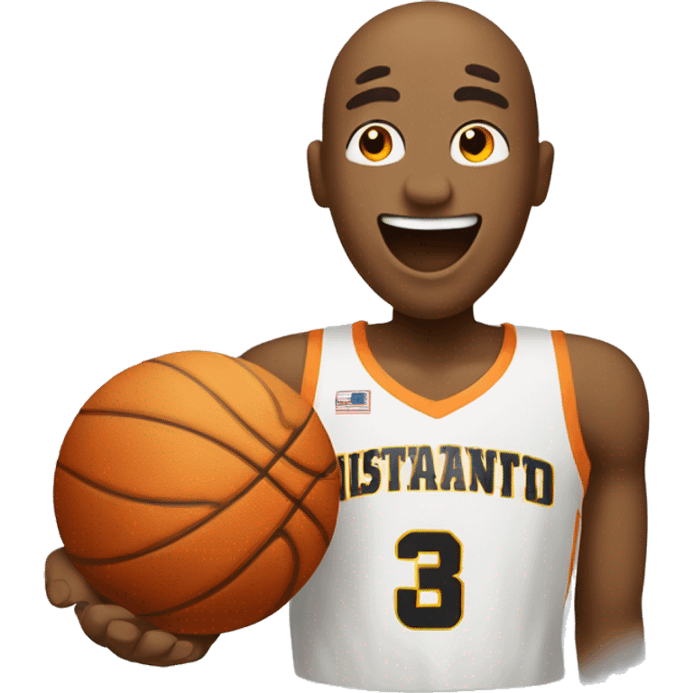 basketball with a happy face and an ok right hand emoji