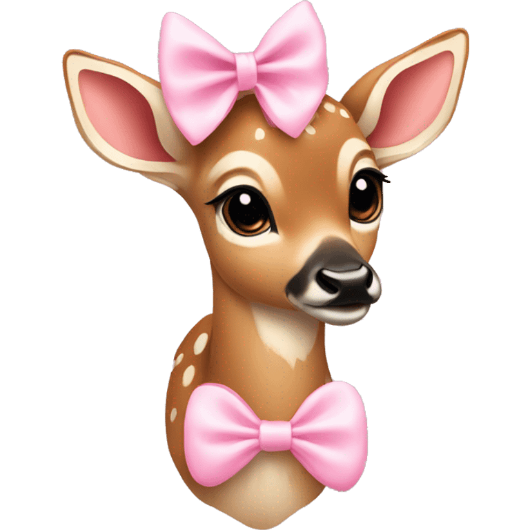 Fawn with a baby pink bow emoji