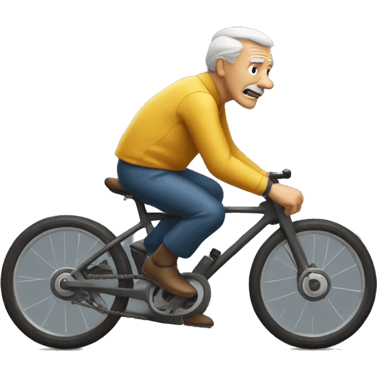 Old men on the bike racing from the hill emoji