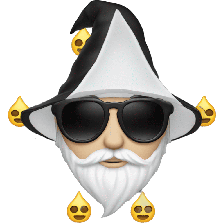 White boy with sunglasses and a black wizard hat emoji