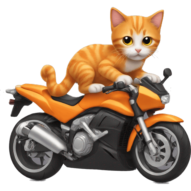 Orange kitten riding a super bike emoji