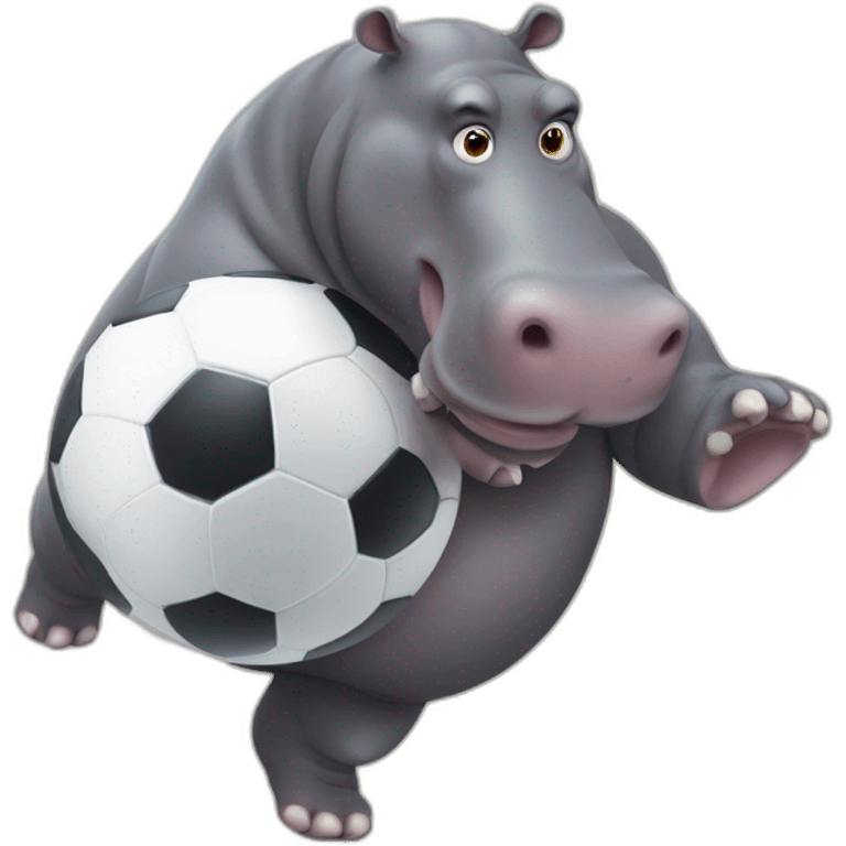 fat hippo as  human soccer player running and kicking emoji