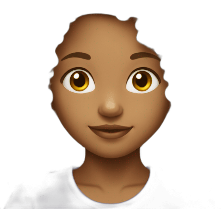 Mixed races girl with curly hair happy emoji