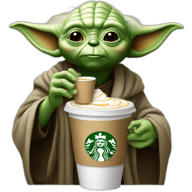 Yoda drinking starbucks emoji