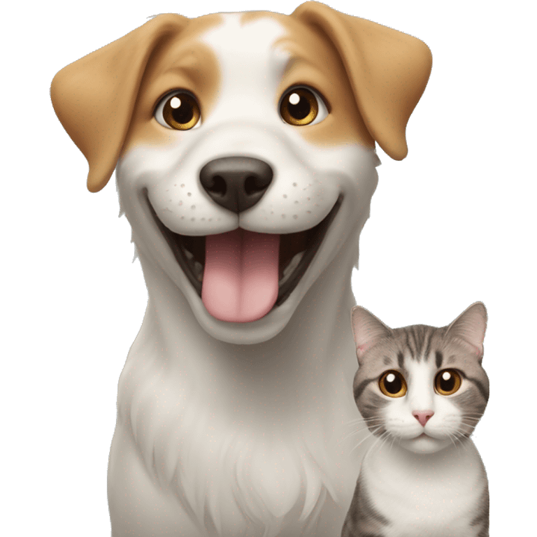 cat smiling to a dog emoji