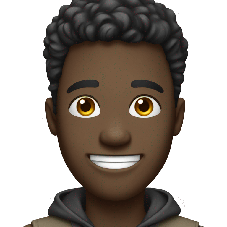 casual blackyoung man waving hello with a large smile  emoji