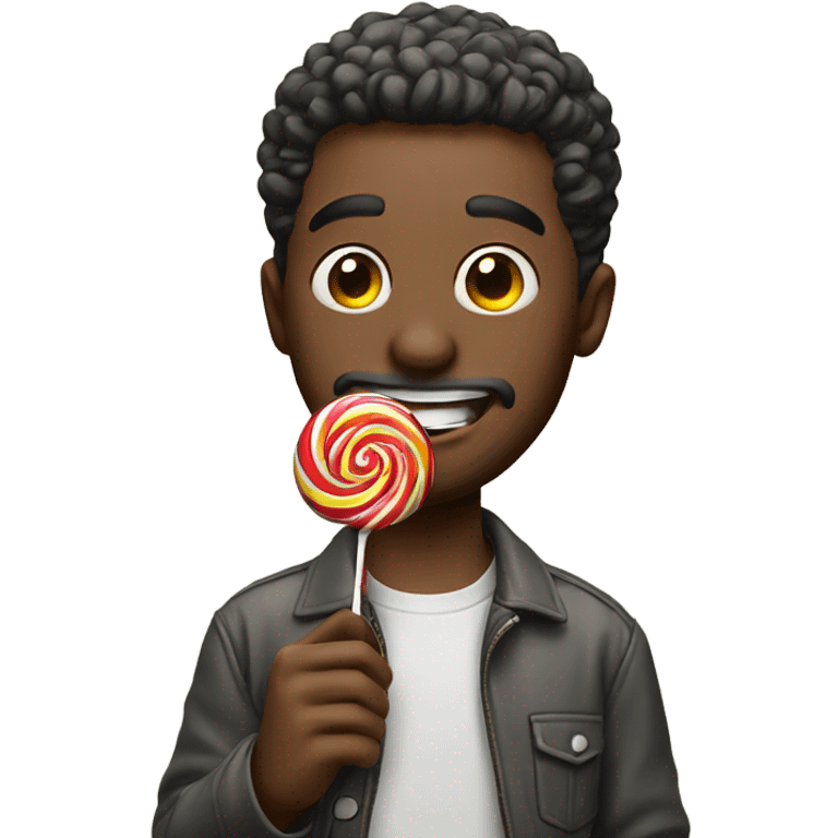 Guy really enjoying a lollipop emoji