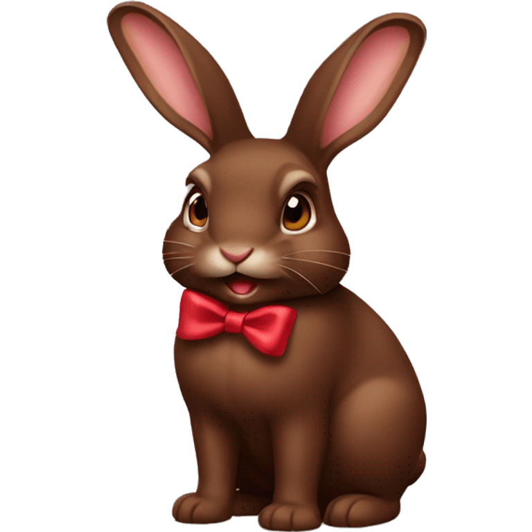 Chocolate brown rabbit wearing a bow  emoji