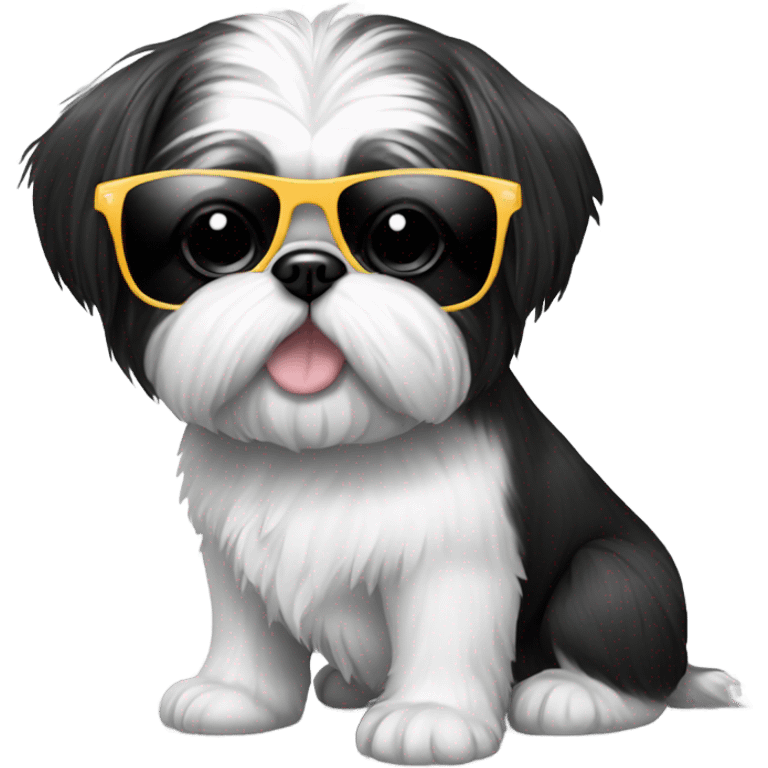 black and white shihtzu with sunglasses on emoji