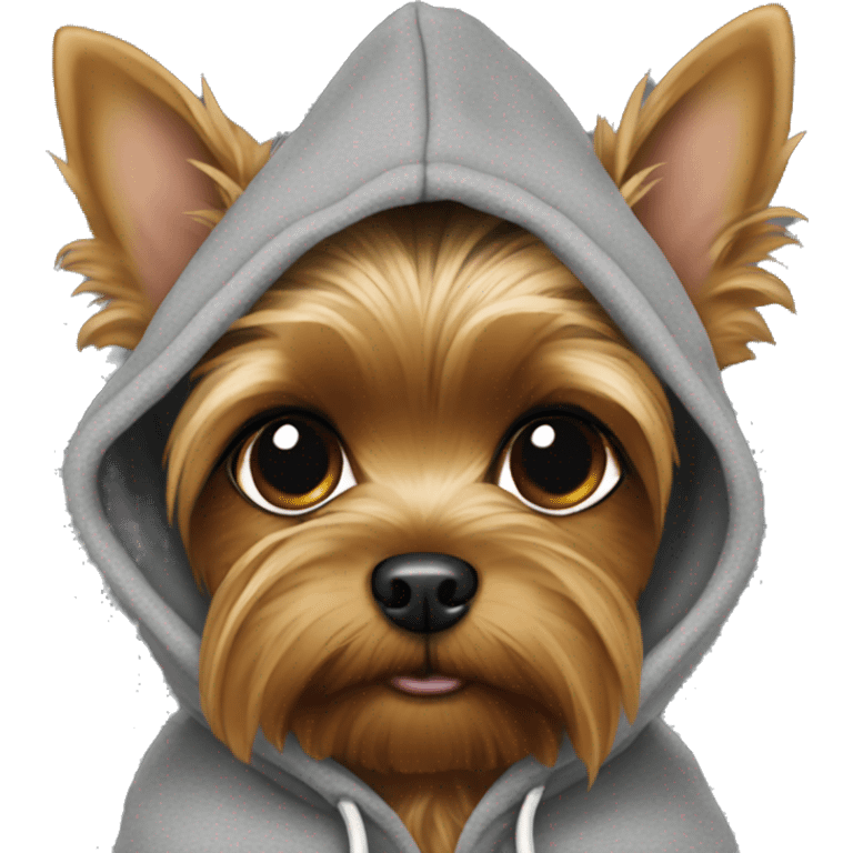 Yorkie wearing a hoodie emoji