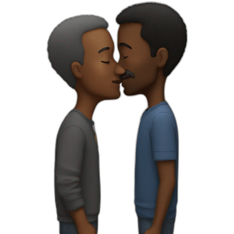 50 years old white guy kisses a 50 years old black  guy emoji