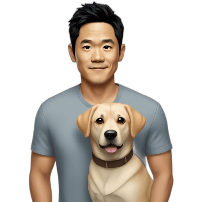 john cho with labrador emoji