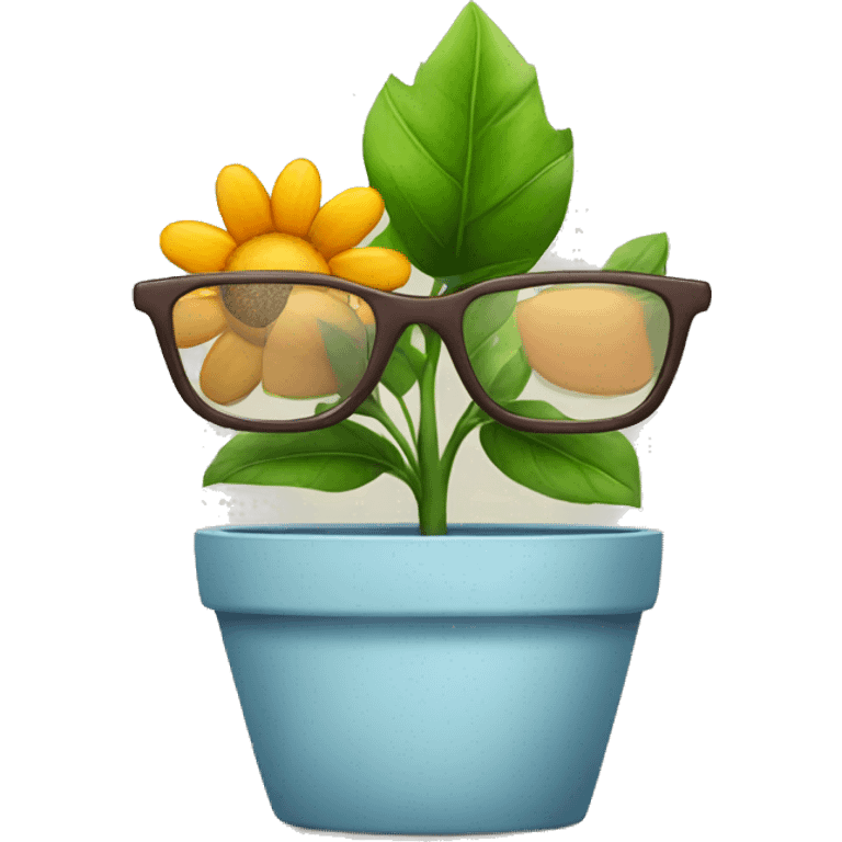 flower pot with glasses emoji