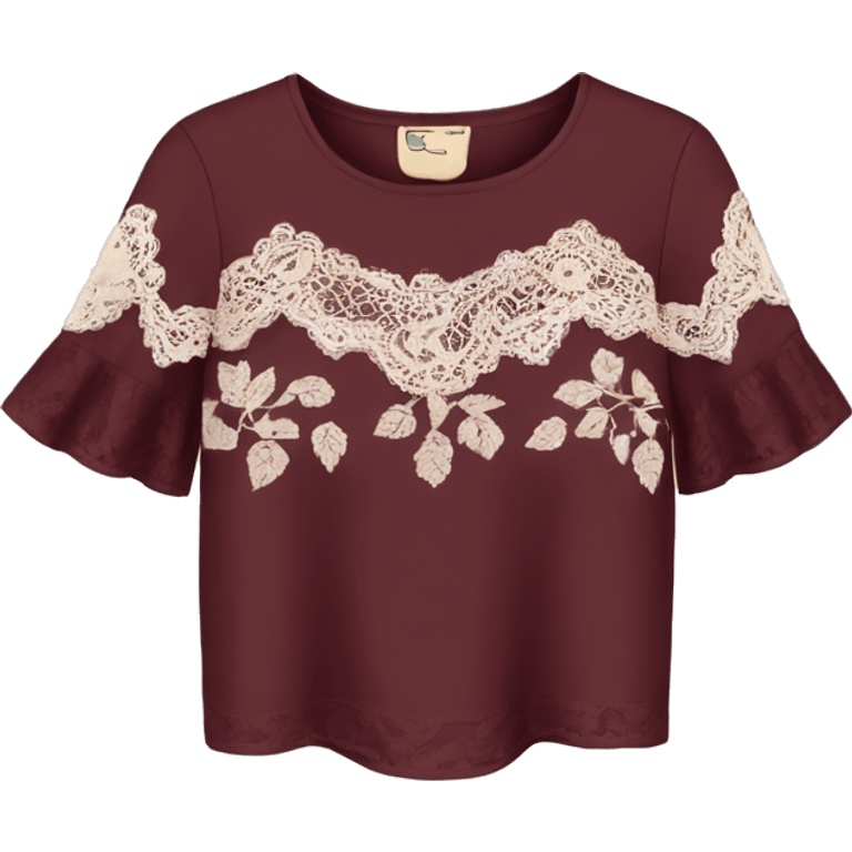 Cute burgundy top with lace  emoji