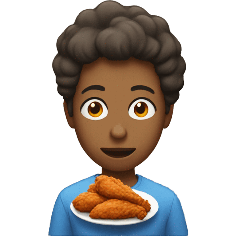 person eating fried chicken emoji