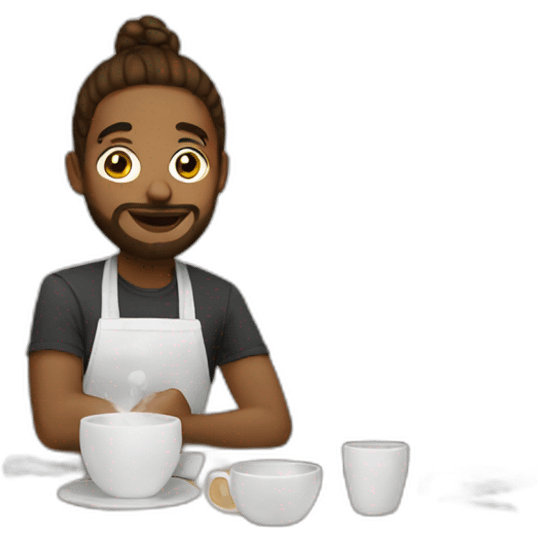 designer working with cafe emoji