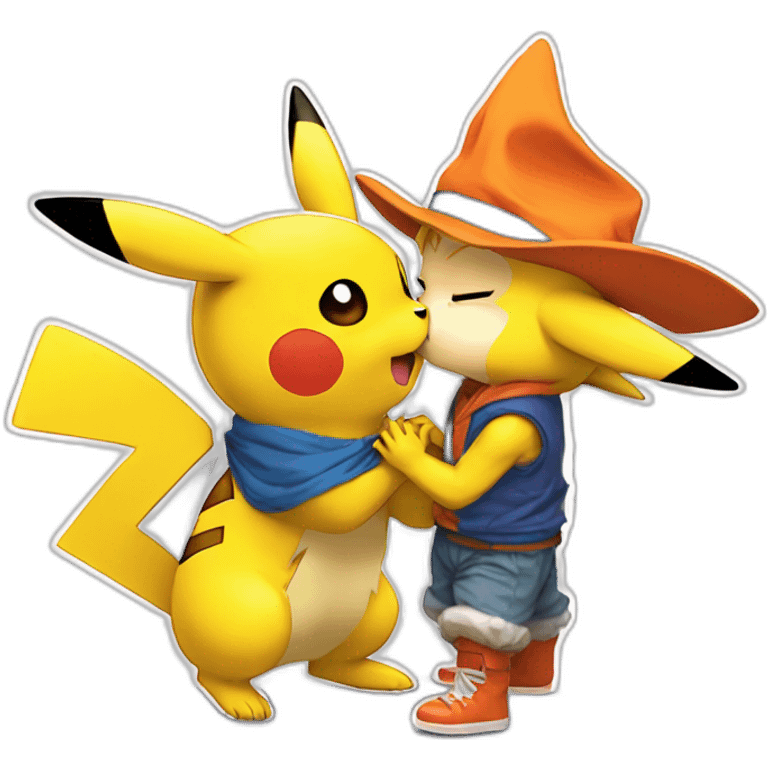 pikachu kissing goku emoji