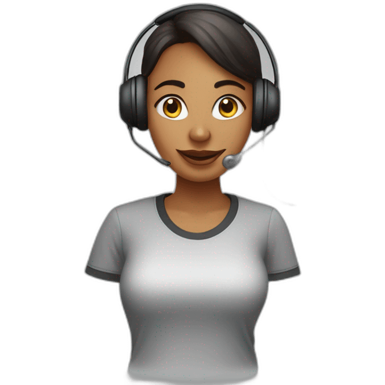 call center operator girl in a T-shirt with the inscription ONECTA emoji