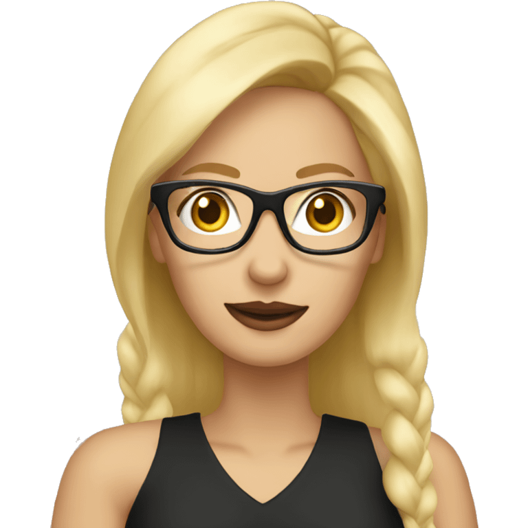  Blonde woman with black glasses on phone screen  emoji