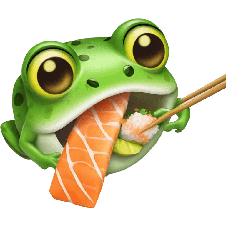 Frog tongue grabbing sushi emoji