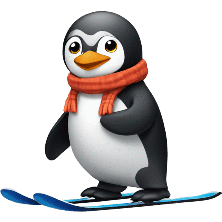 skiing penguin emoji