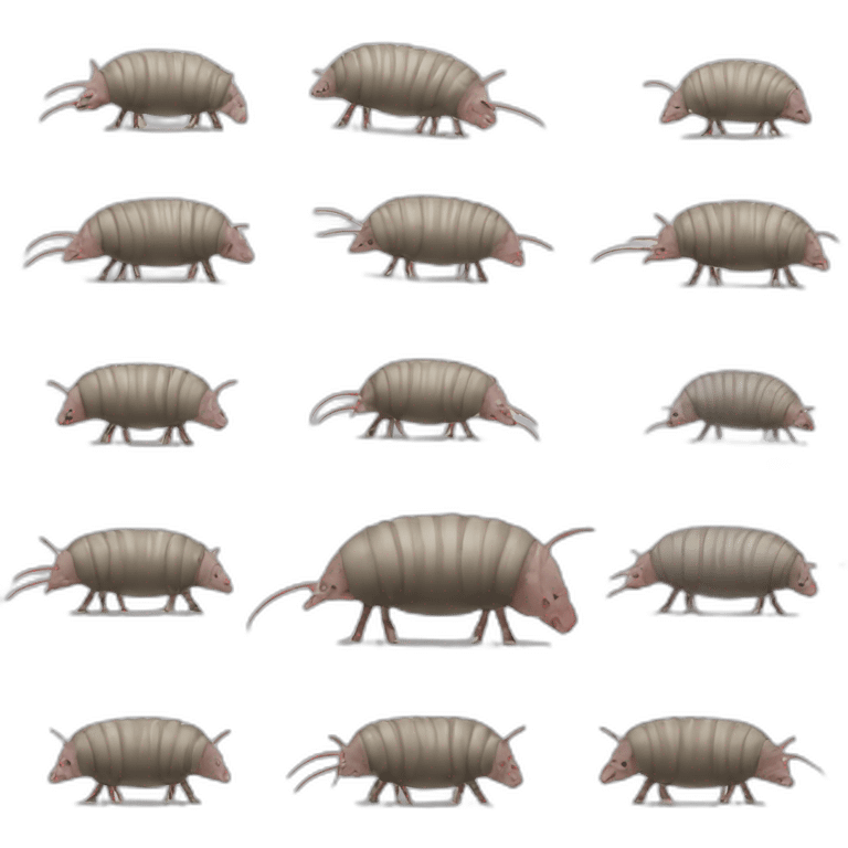 Grey pig armadillo cow centipede insect with white back emoji