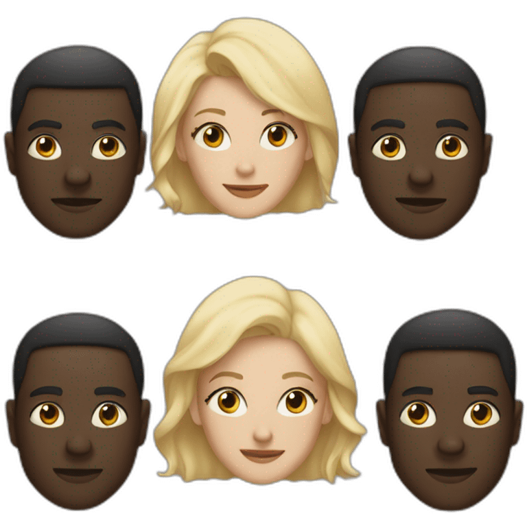 six dark-skinned men stand behind a pale blonde woman emoji