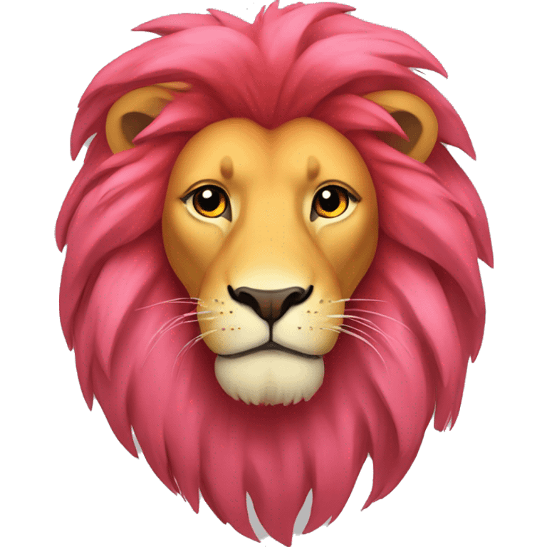 Lion with pink red yellow orange colored mane  emoji