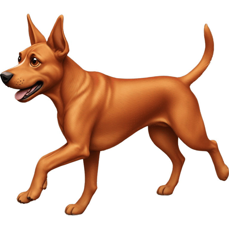 realistic solid red dog with pointed ears running emoji