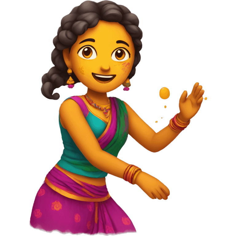 Woman playing holi emoji