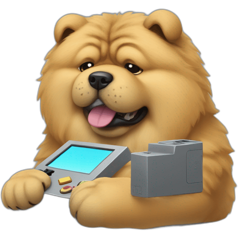 Chow-chow playing Gameboy emoji