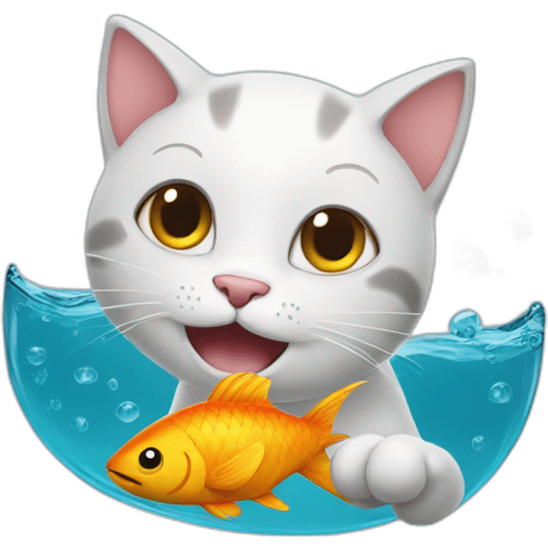 Cat playing with fish emoji