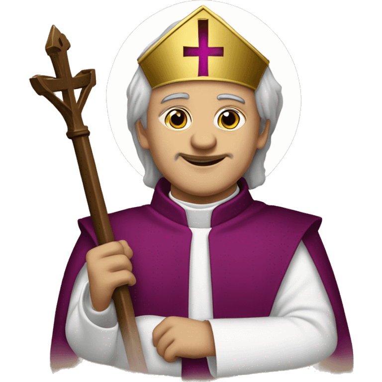 Bishop Nicholas with miter and bishop's staff emoji