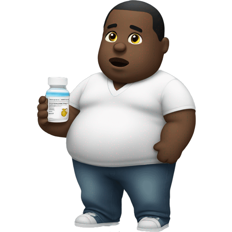  Fat Black man taking medication  emoji