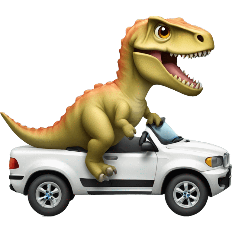 dinosaurus driving a BMW emoji