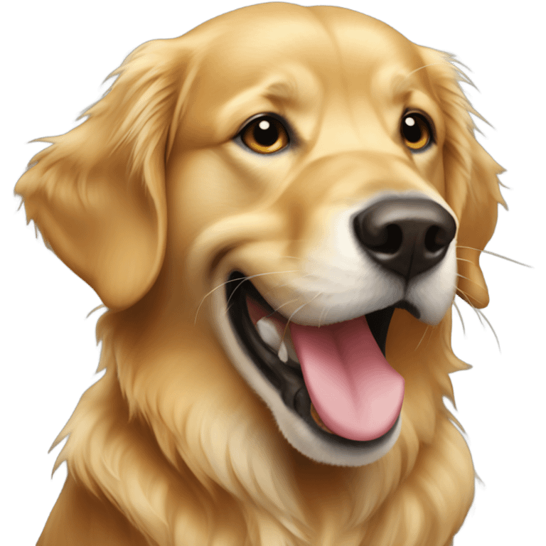 Golden retriever holding football in mouth  emoji