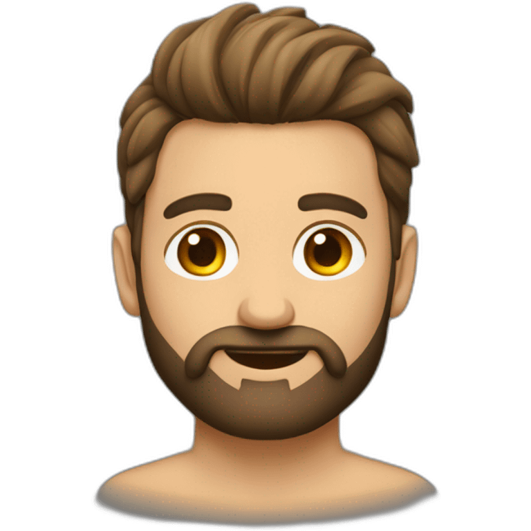 Cara de un chico delgado pelo moreno con barba corta canosa emoji