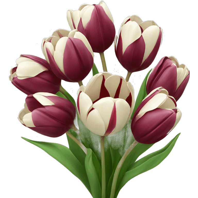 bouquet of burgundy tulips with bow  emoji