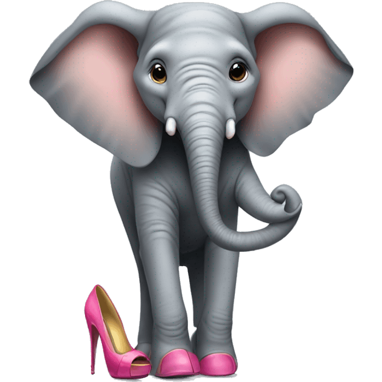 an elephant with high heels in a dress wearing very high heels emoji