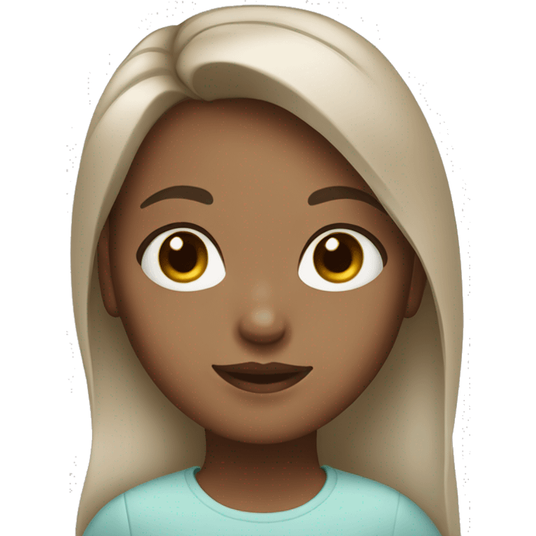 Girl with brown Hair and eyes with creme on face emoji