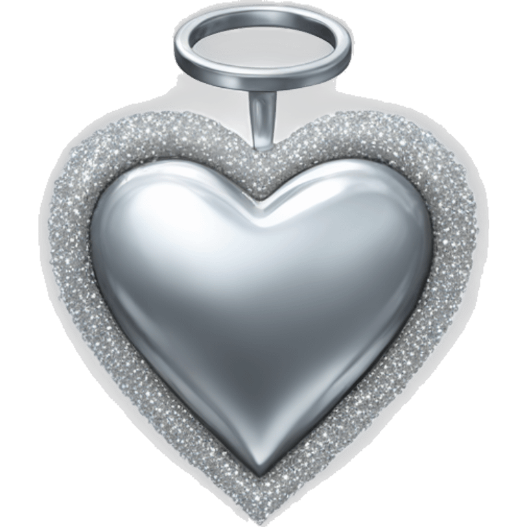 Sparkling Silver chrome heart with  halo emoji