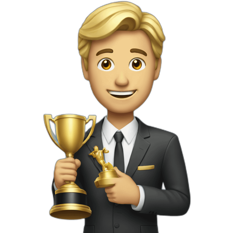 television game show host holding a trophy emoji