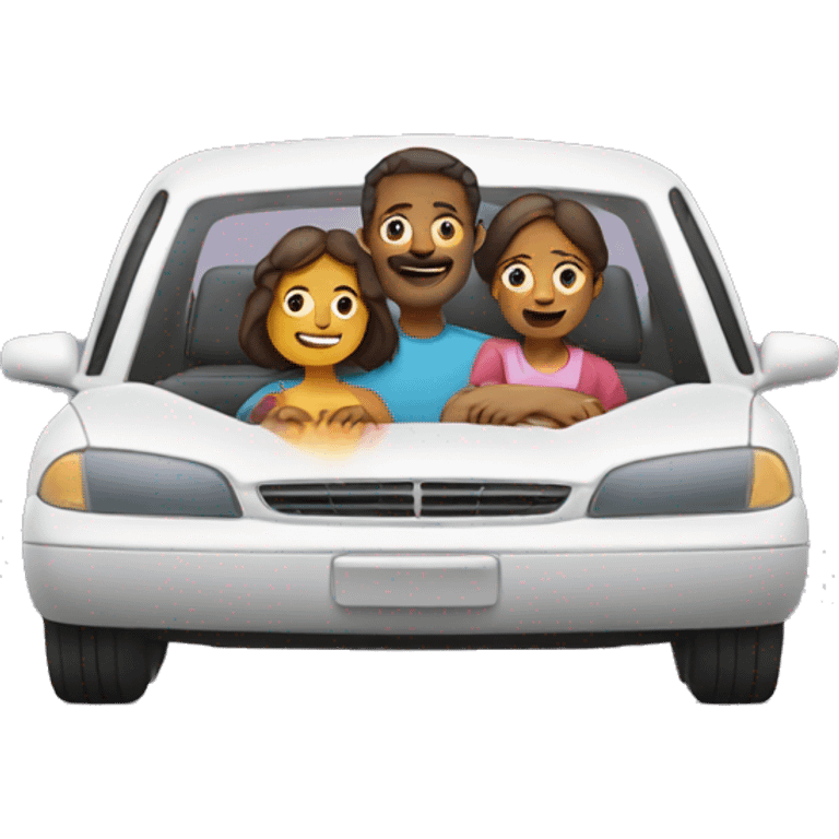 father and mother and a kids in a car emoji