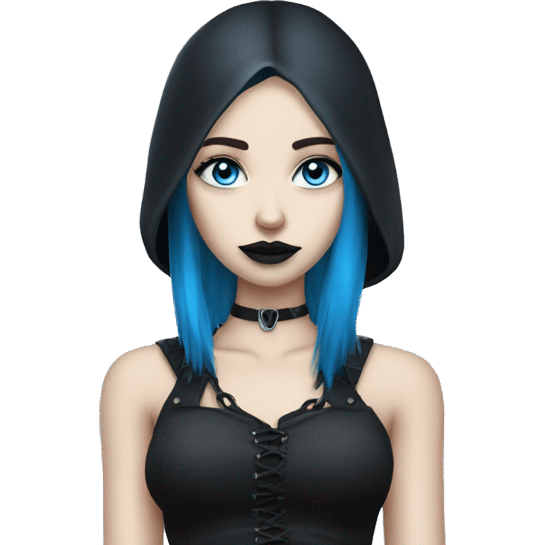 goth girl with blue eyes with daggsd emoji