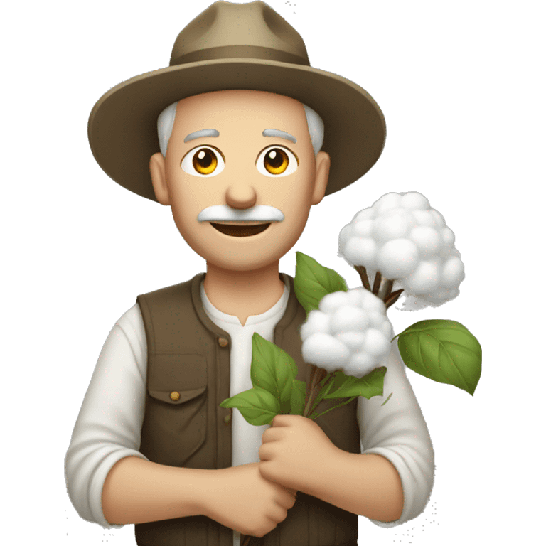 white farmer with cotton emoji