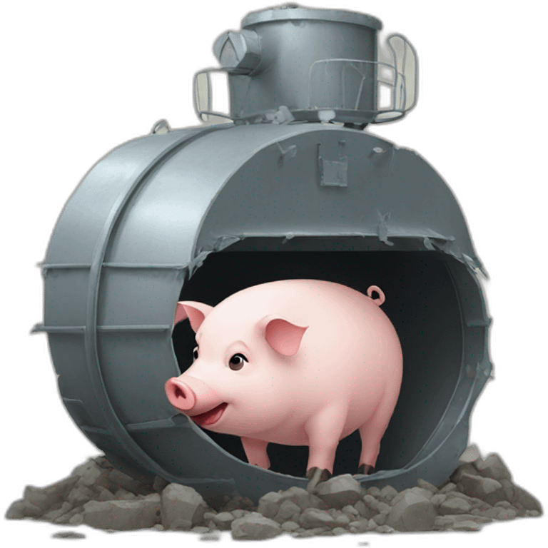 Ukrainian pig inside a broken tank emoji