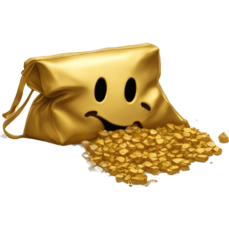 gold spilling out on bag on the ground emoji